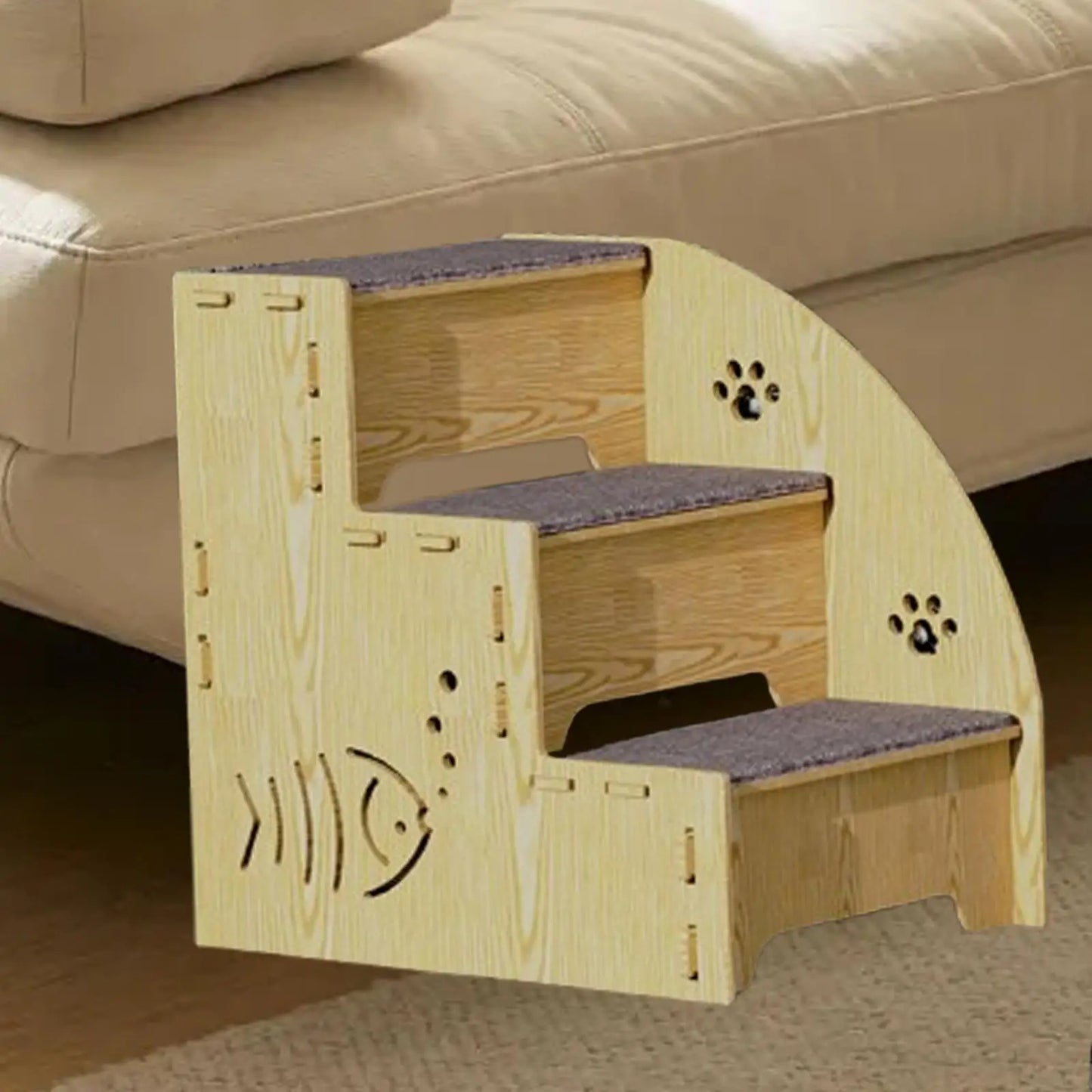 3-Step Wooden Pet Stairs