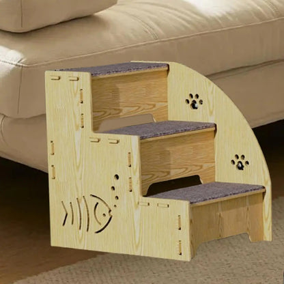 3-Step Wooden Pet Stairs