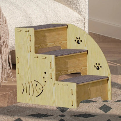 3-Step Wooden Pet Stairs