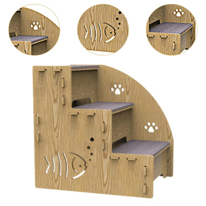 3-Step Wooden Pet Stairs