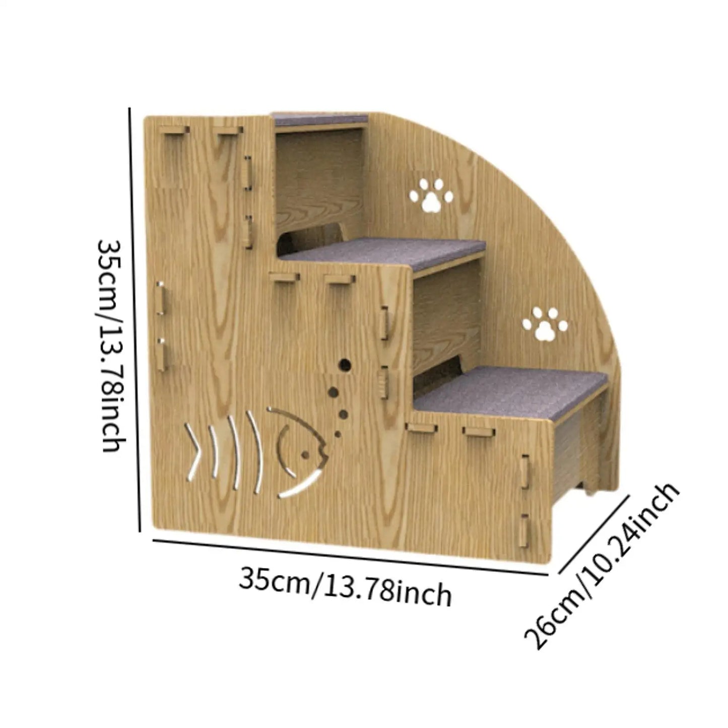 3-Step Wooden Pet Stairs